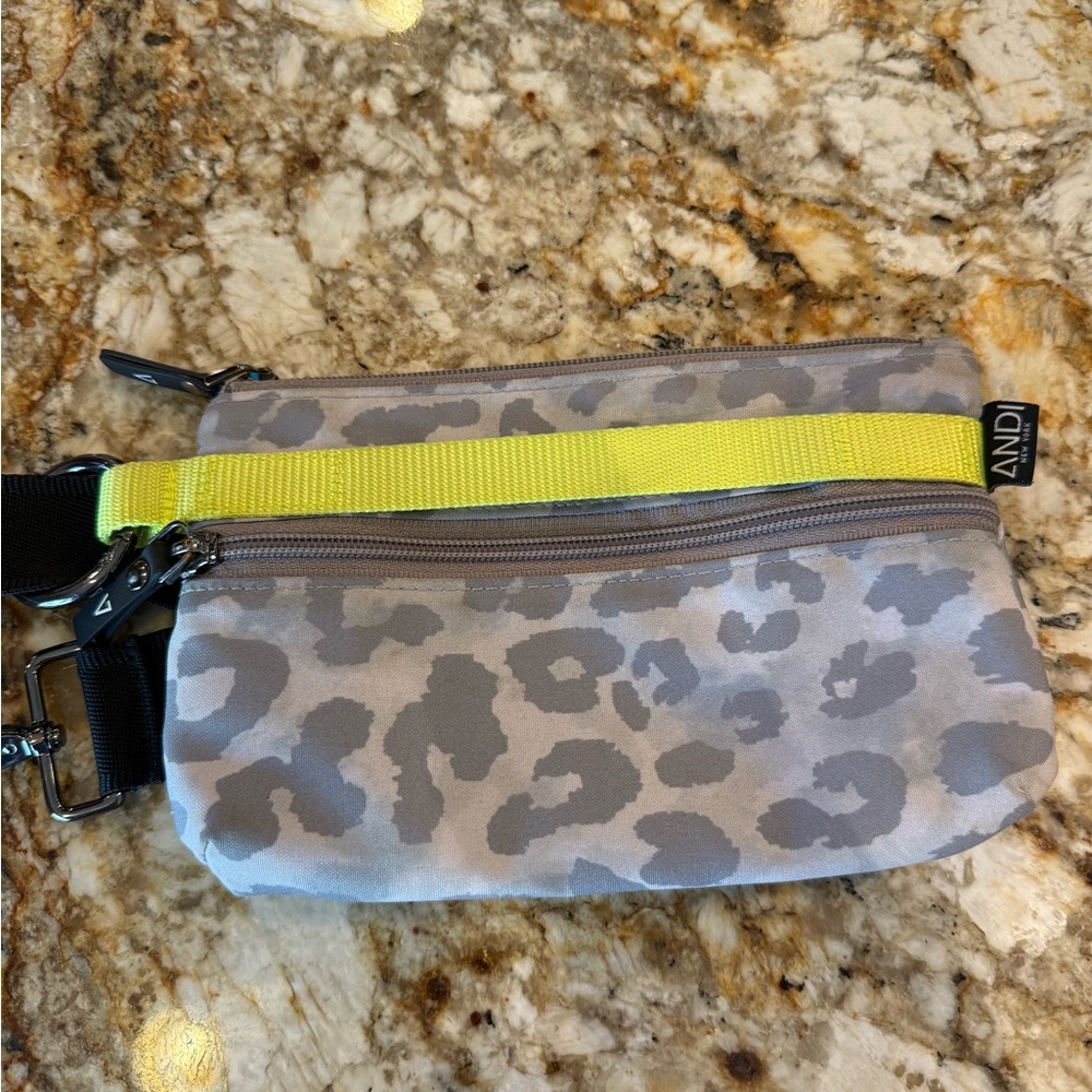 Andi Brand Leopard Print Belt Bag with Yellow Strap